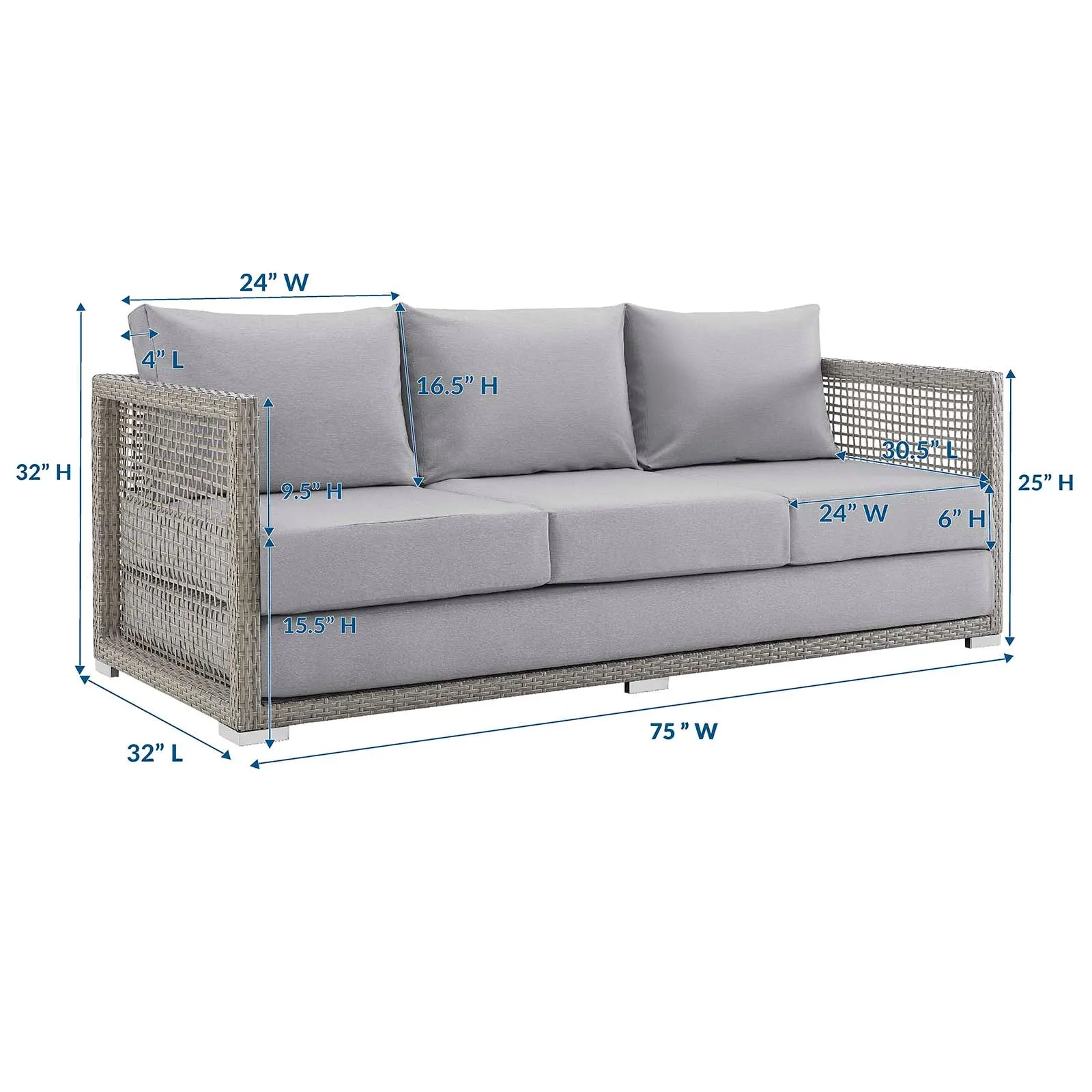 Aura Outdoor Patio Wicker Rattan Sofa by Modway