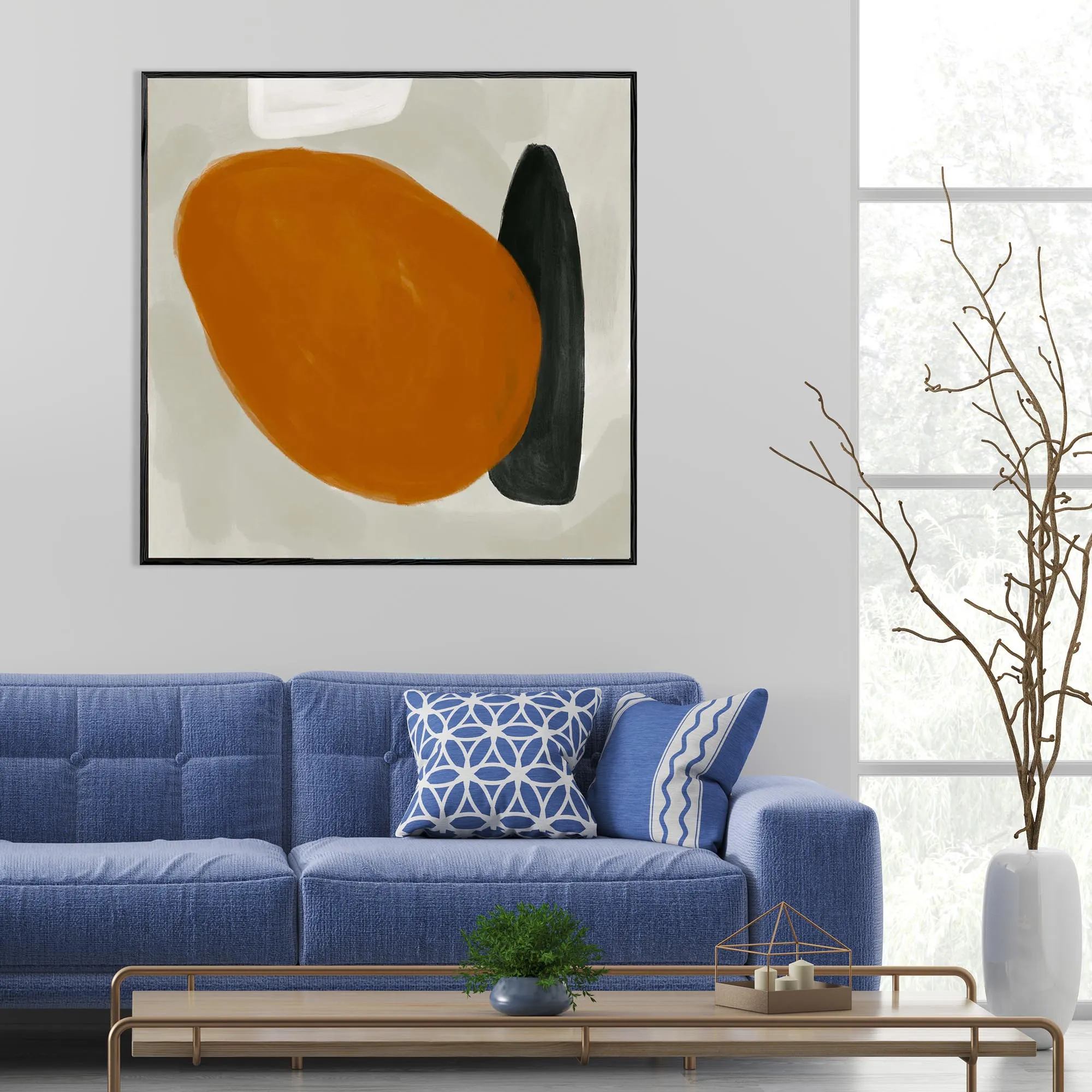 Balancing Act Burnt Orange Framed Canvas