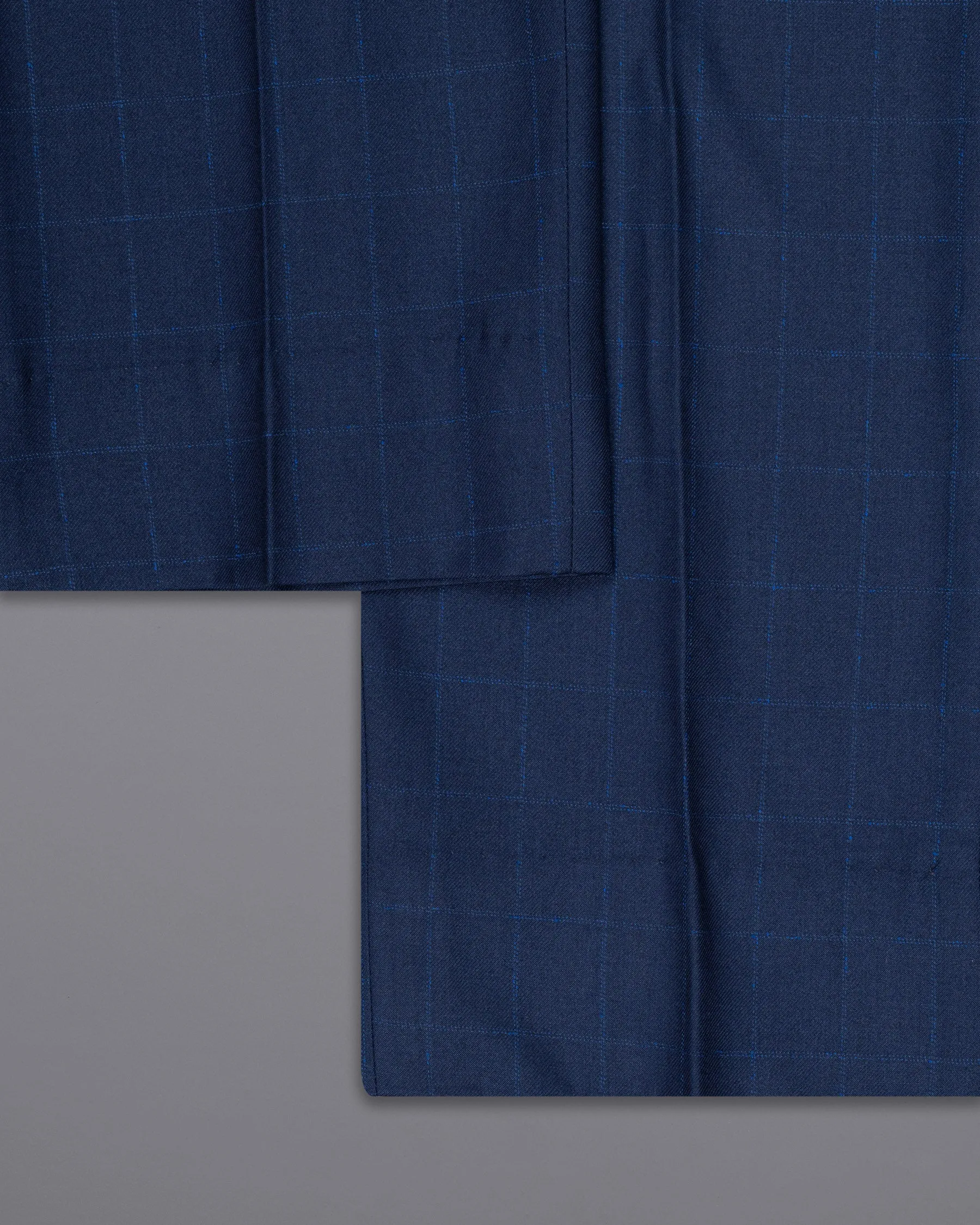 Big Stone Blue Super fine Subtle Checkered Wool Rich Suit