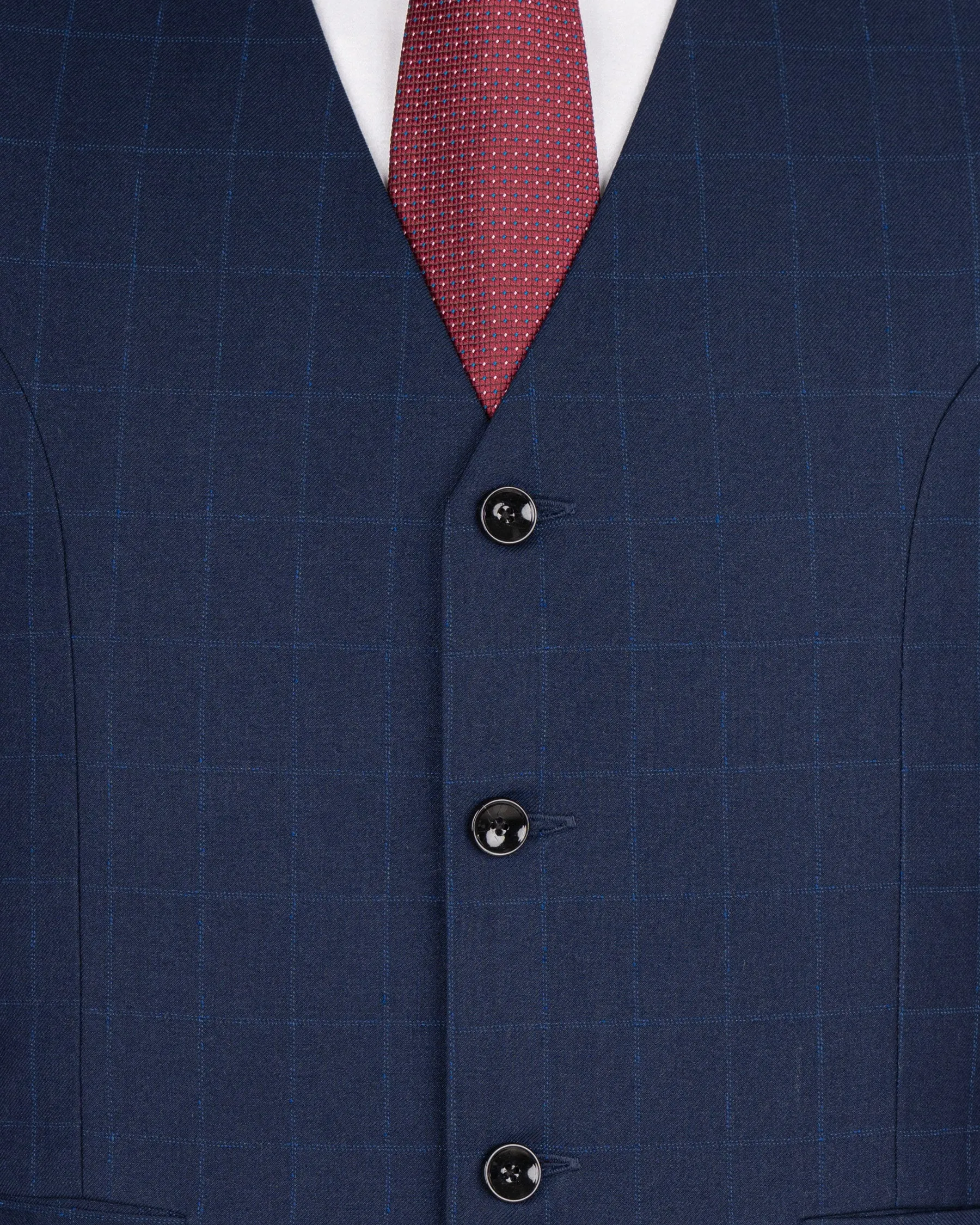 Big Stone Blue Super fine Subtle Checkered Wool Rich Suit