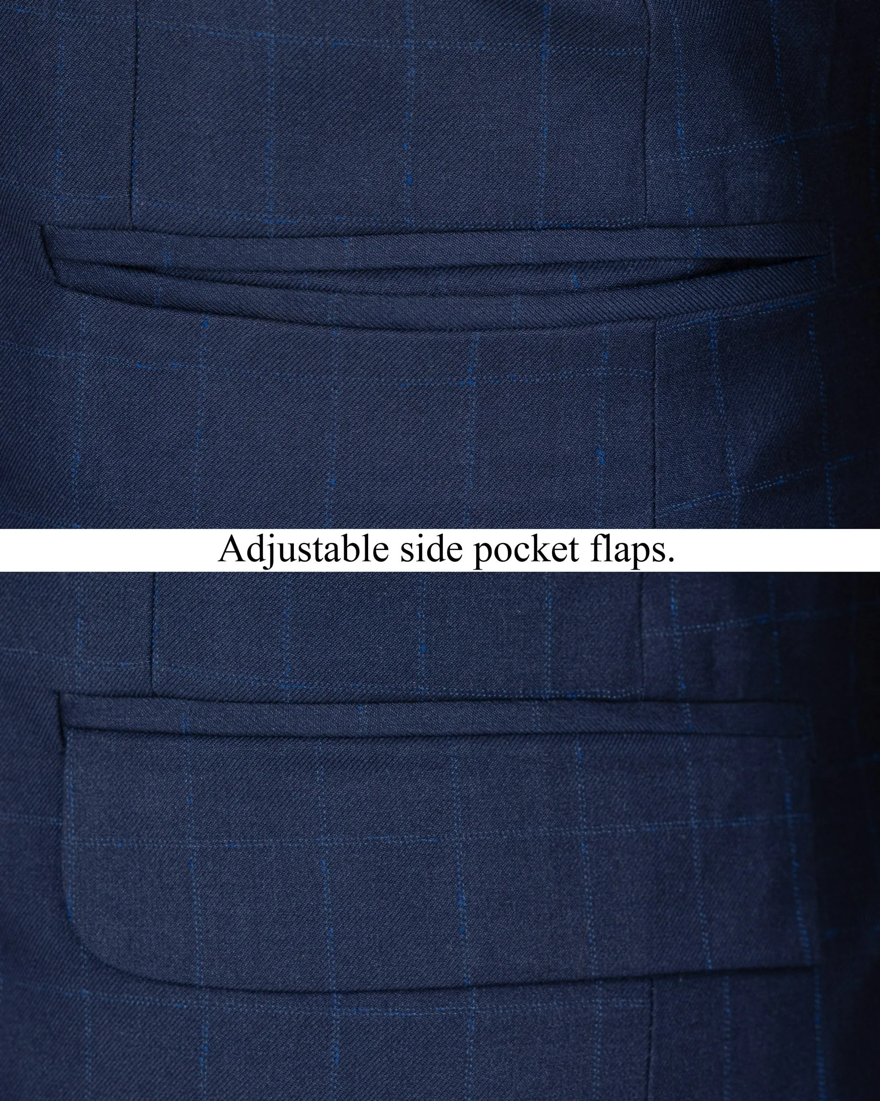 Big Stone Blue Super fine Subtle Checkered Wool Rich Suit