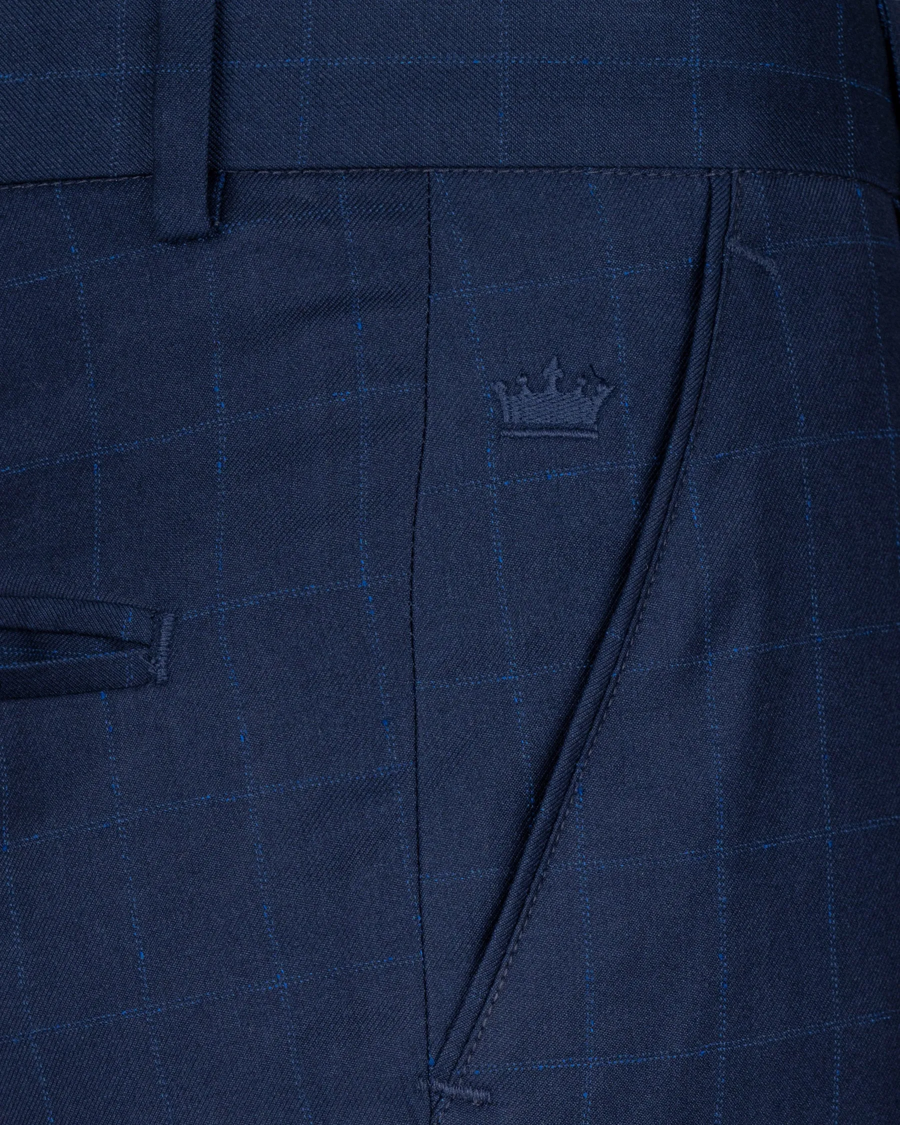 Big Stone Blue Super fine Subtle Checkered Wool Rich Suit