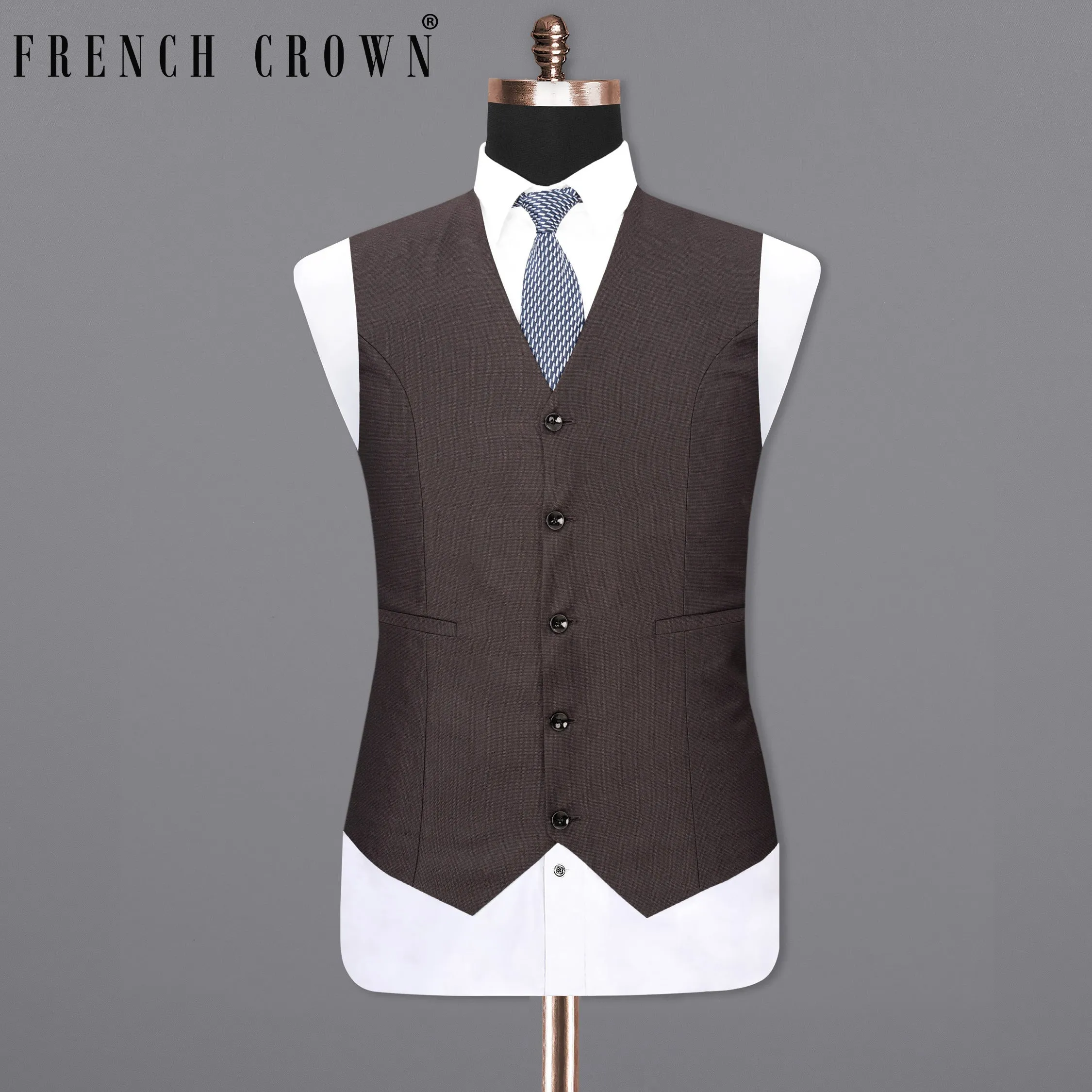 Bleached Cedar Brown Textured Waistcoat