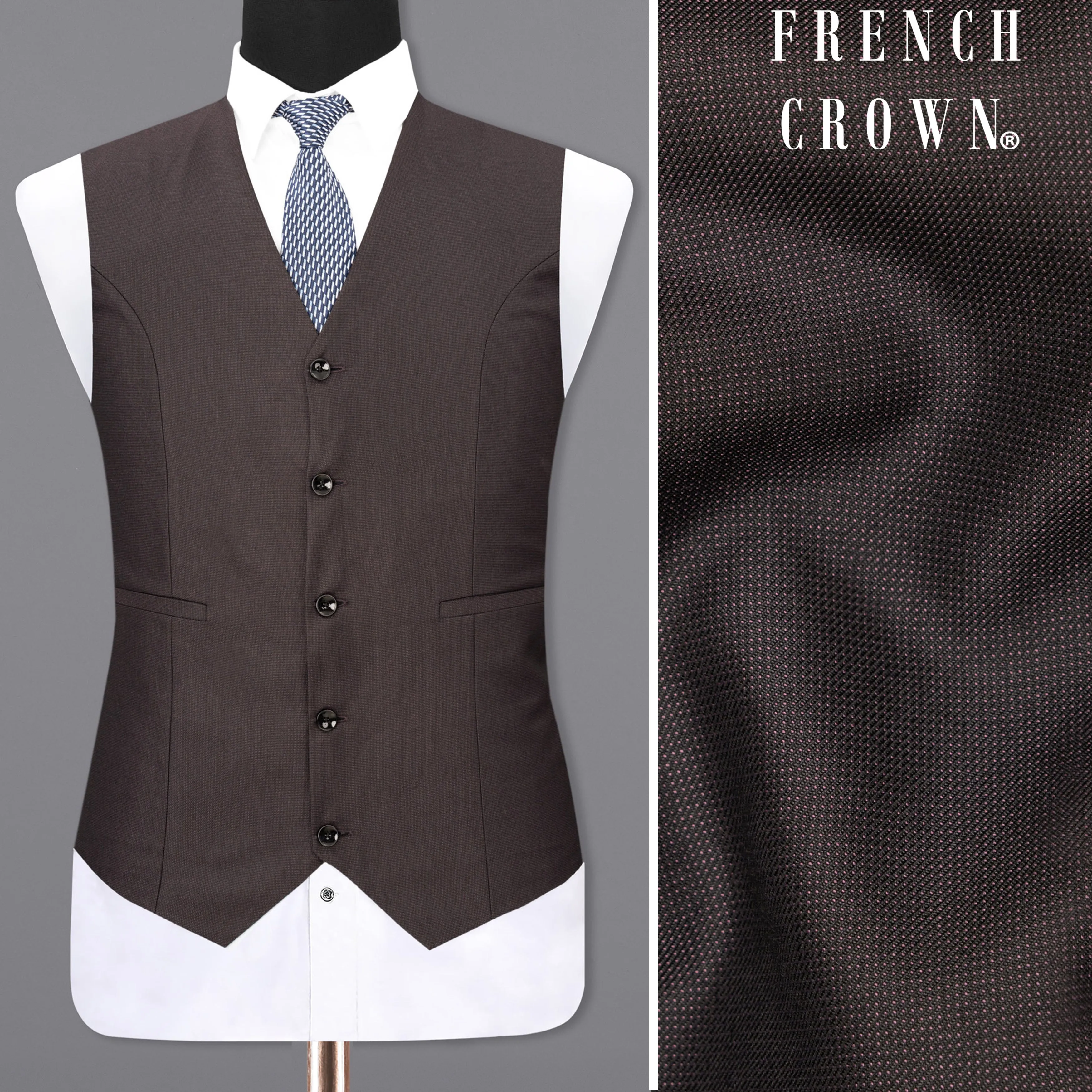 Bleached Cedar Brown Textured Waistcoat