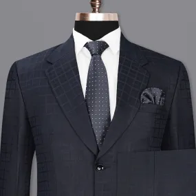 Bleached Cedar Navy Blue subtle Plaid Single Breasted Suit