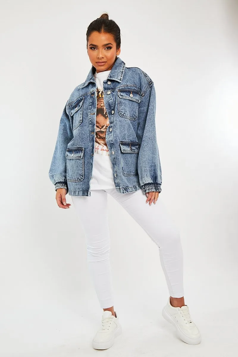 Blue Acid Wash Oversize Denim Jacket - Annie