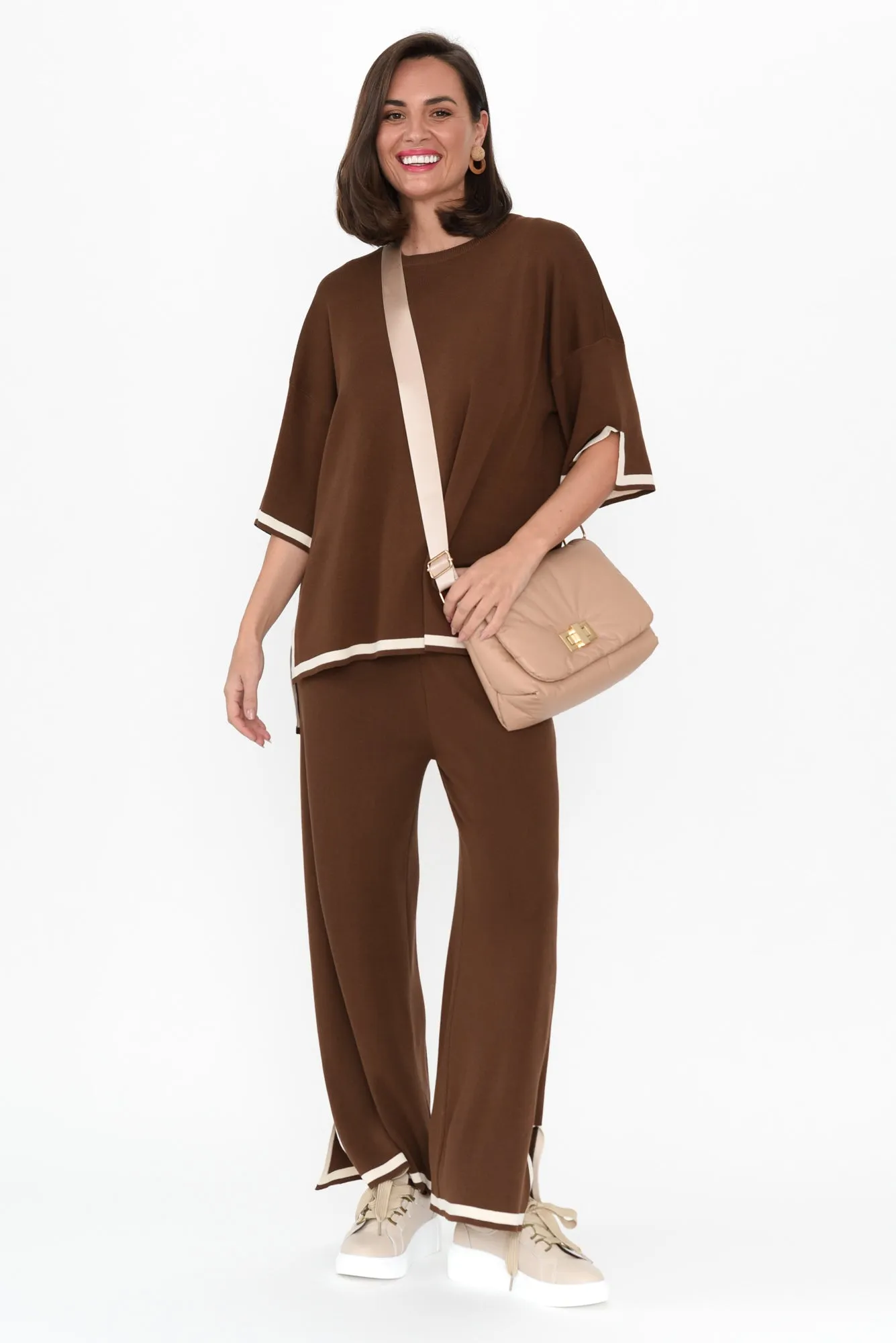 Calgari Chocolate Trim Knit Pants