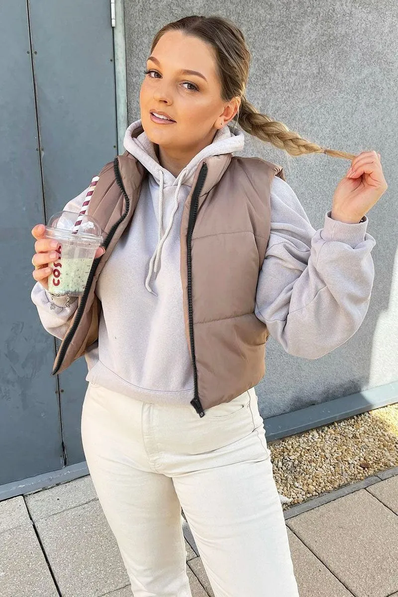 Camel Cropped Puffer Gilet - Zura