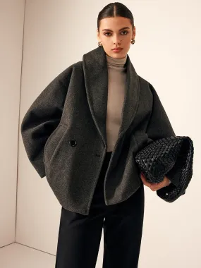 Cappotto in lana con tasche in tweed