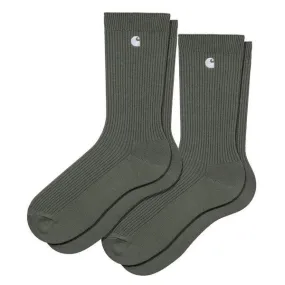 Carhartt WIP Madison Crew Socks 2 Pack Plant Green - White