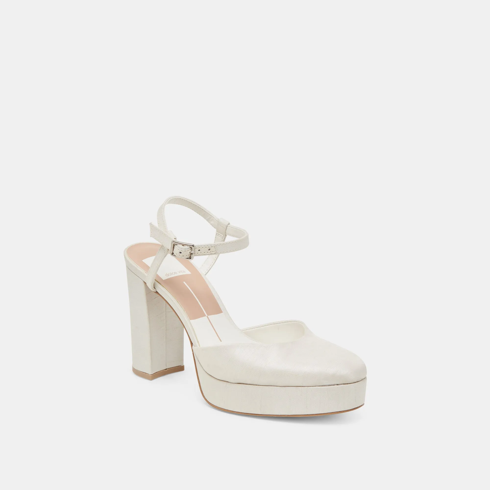 CLAUD HEELS WHITE SATIN