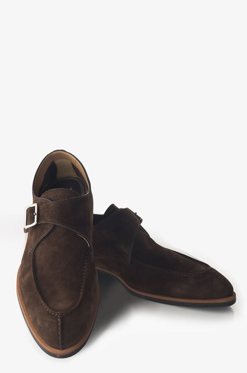 David August Suede Monk Strap in Mustang