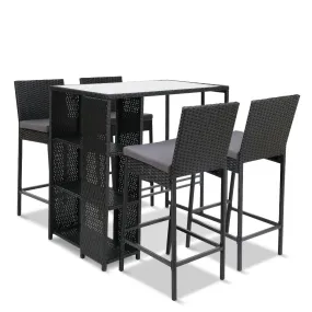 Gardeon Outdoor Bar Set Table Stools Furniture Wicker 5PCS