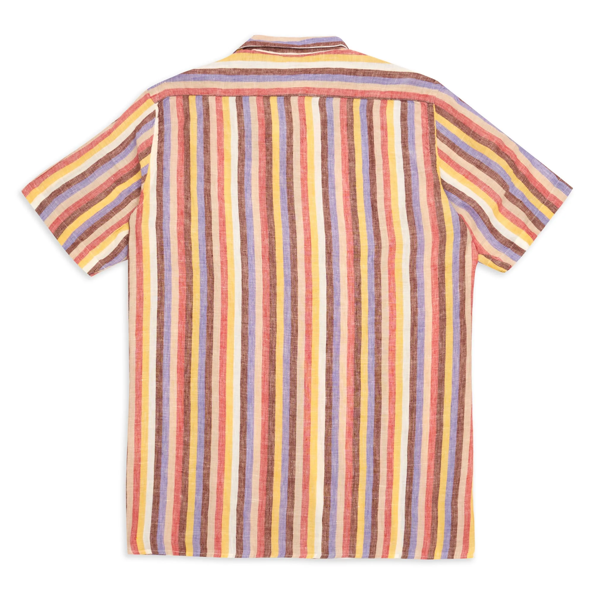 Hartford Slam Camp Collar Short Sleeve Linen Shirt - Multi Stripe