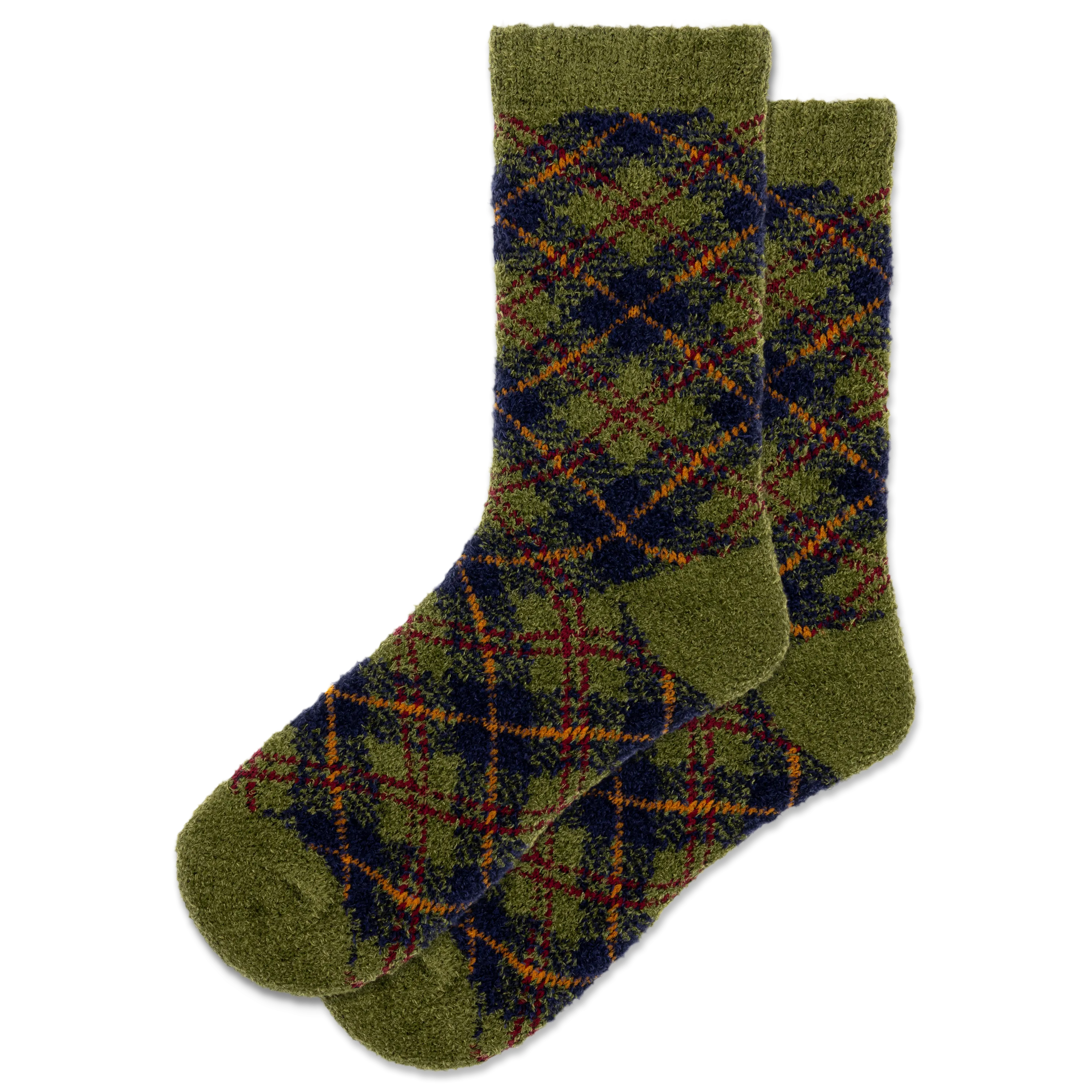 HOTSOX Women's Diagonal Plaid Feathery Boot Crew Sock