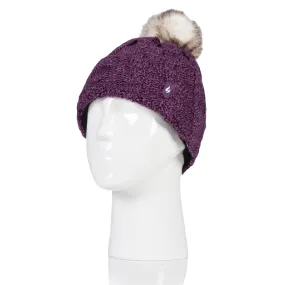 Ladies Original Pom Pom Hat - Purple Twist