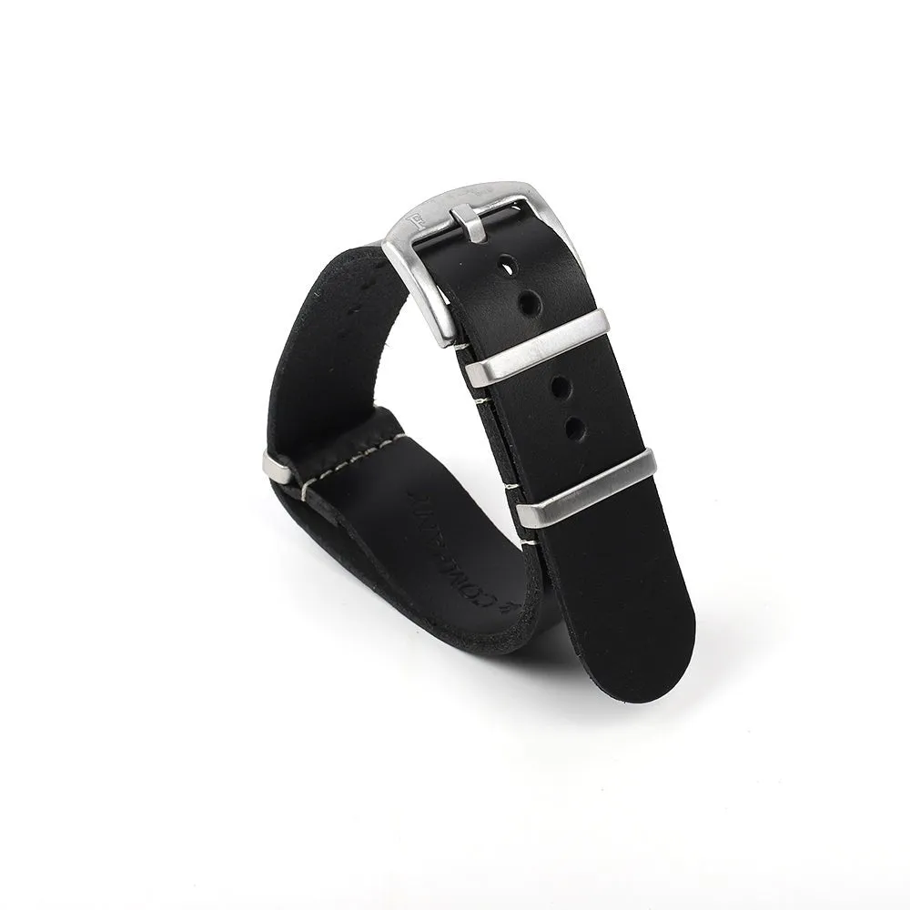 Leather Watch Strap Black 22 MM