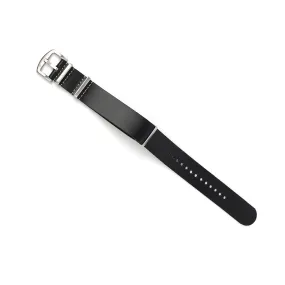 Leather Watch Strap Black 22 MM