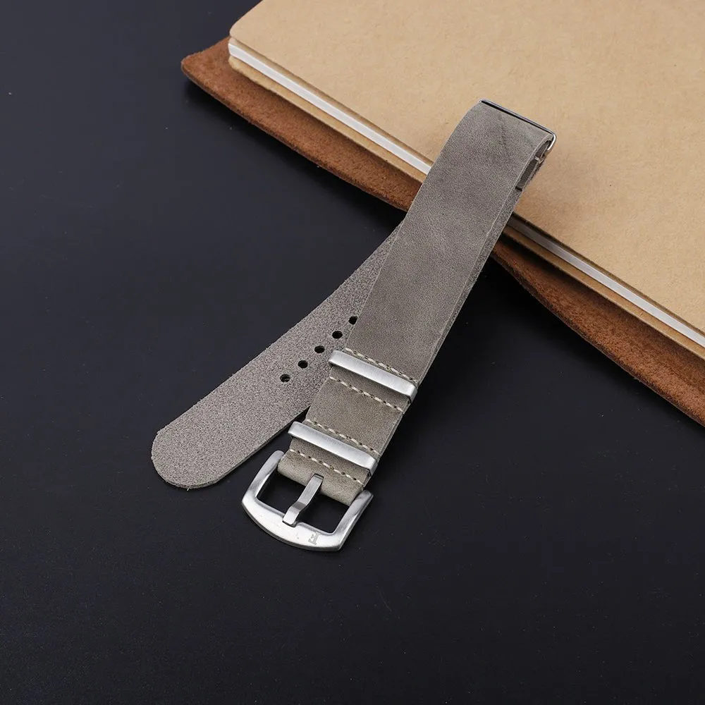 Leather Watch Strap Grey 22 MM