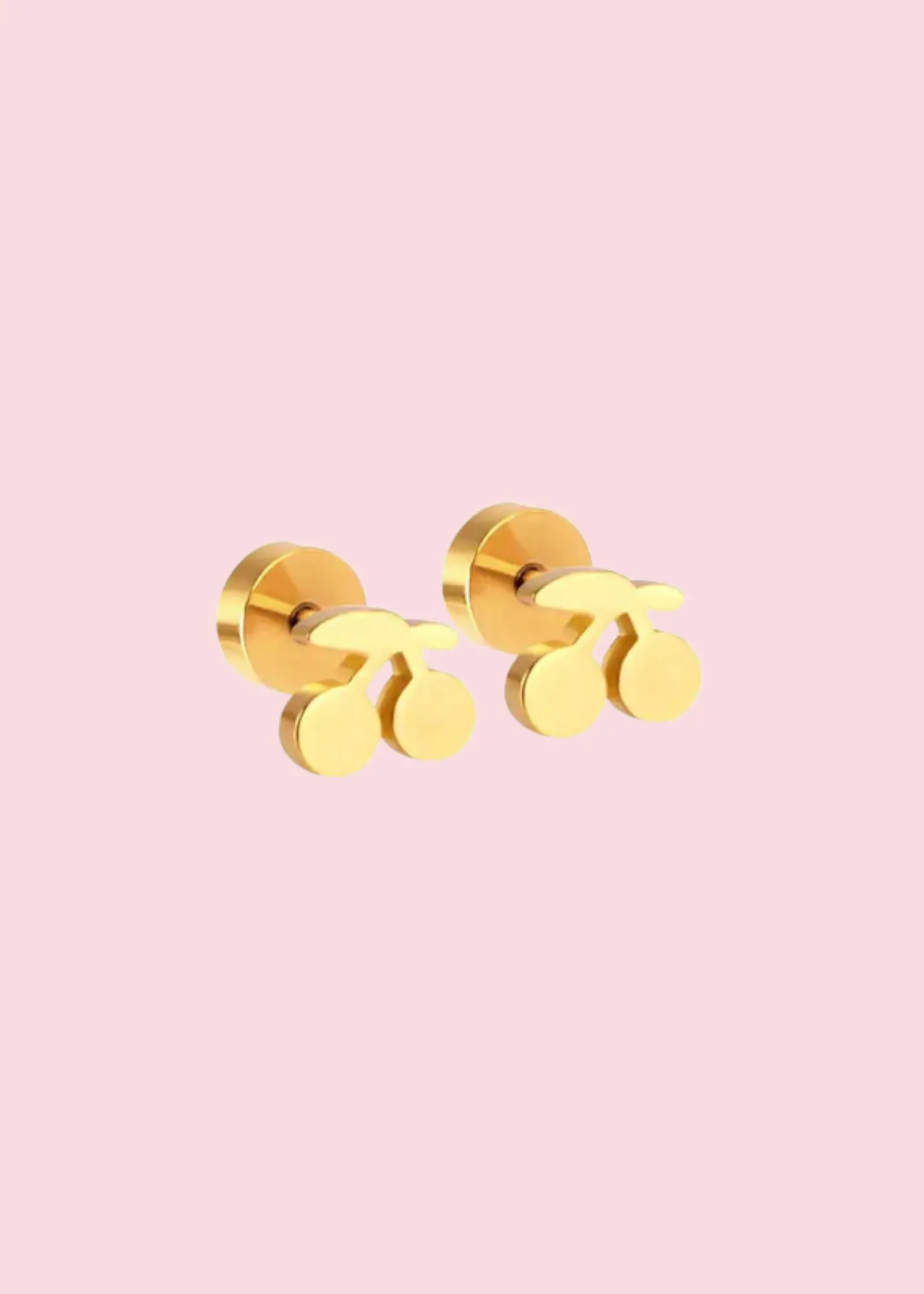 Linny Co. - Gold Cherry Flatback Stud Earrings