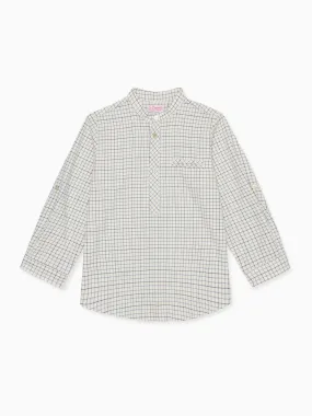 Navy Check Mateo Long Sleeve Boy Shirt