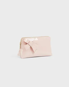 Nicolai Glossy Bow Embellished Makeup Bag Pl-Pink