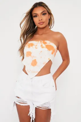 Orange Bardot Tie Dye Crop Top - Vashti