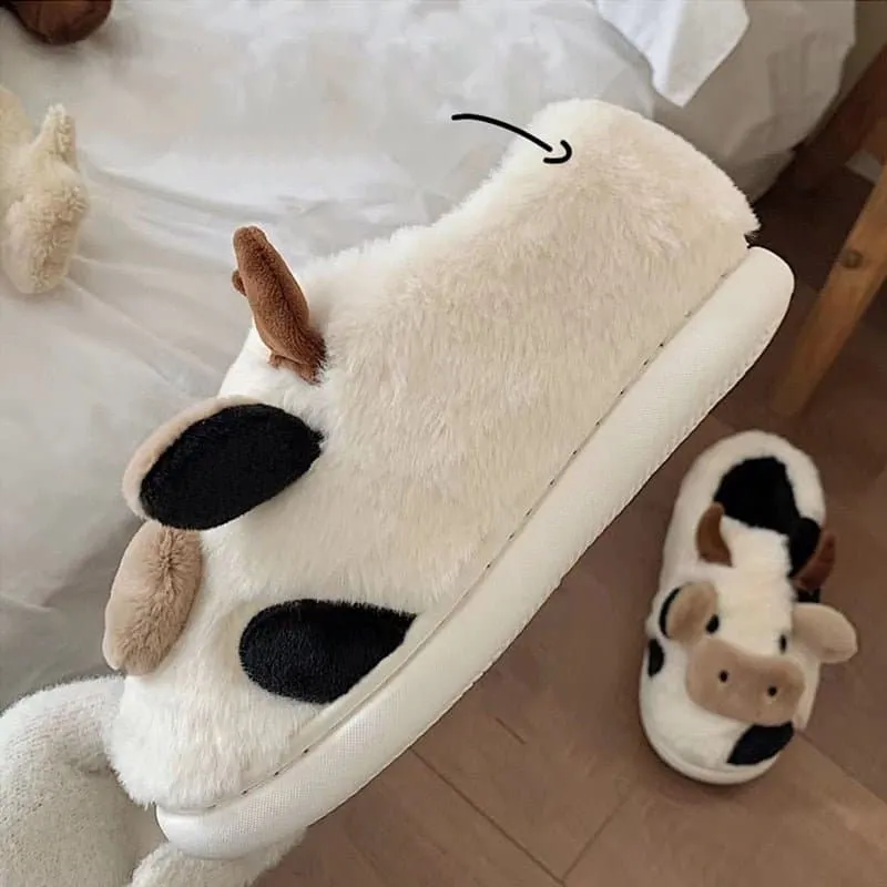 Soft Cute Cotton Cow Slippers