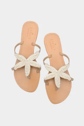 Starfish Leather Sandals | White