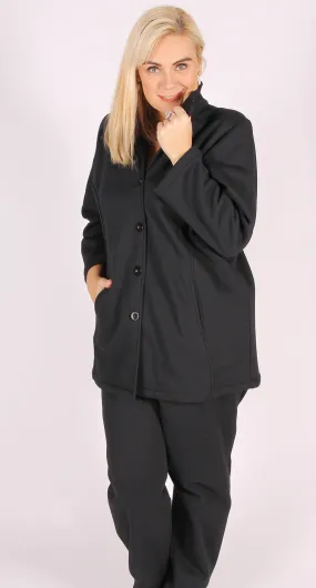 Super Fleece Button Jacket Black