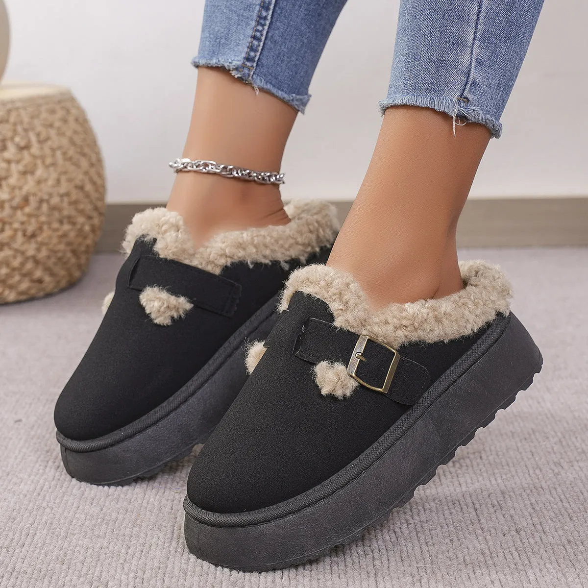 Women's Thick-soled Plush Cotton Slippers