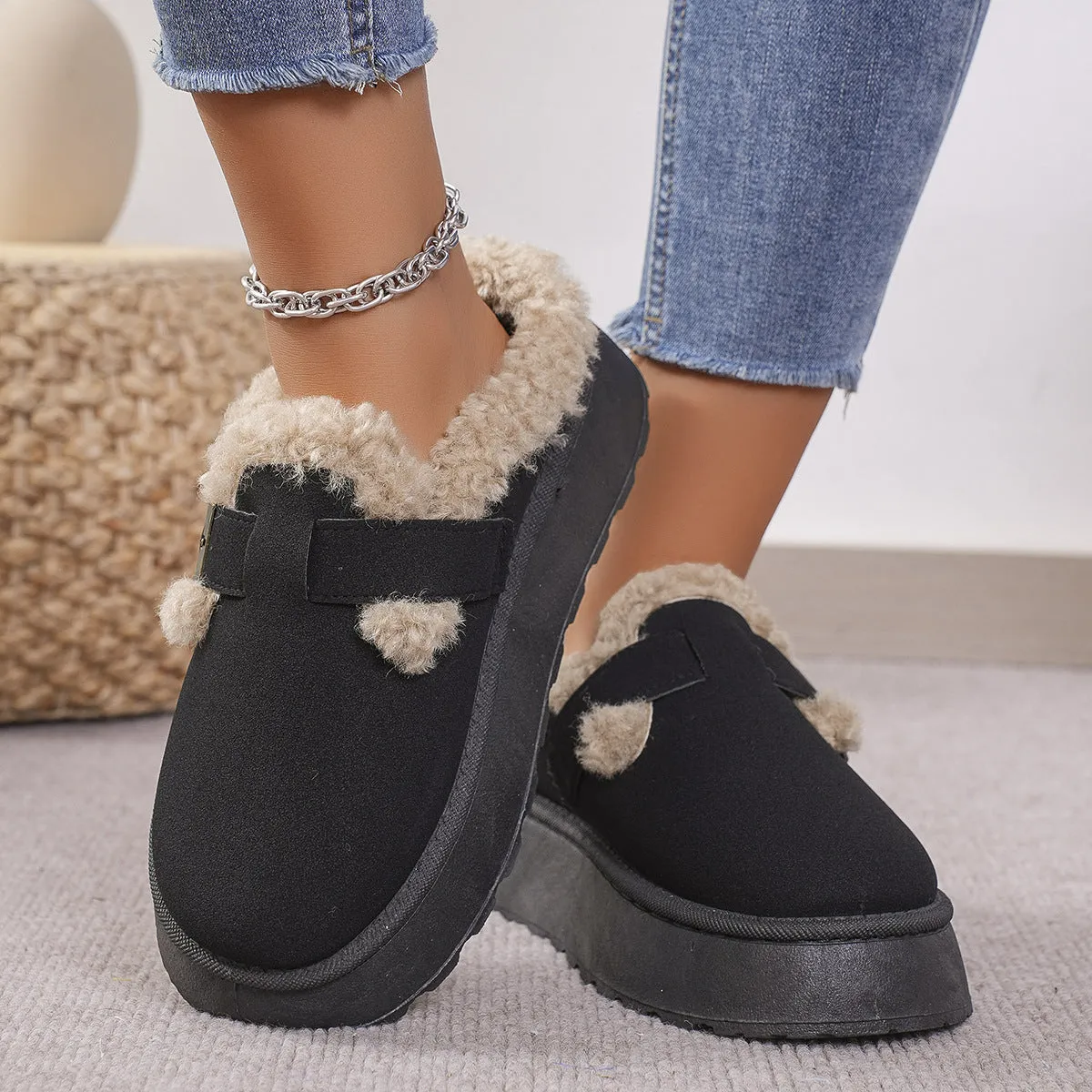 Women's Thick-soled Plush Cotton Slippers