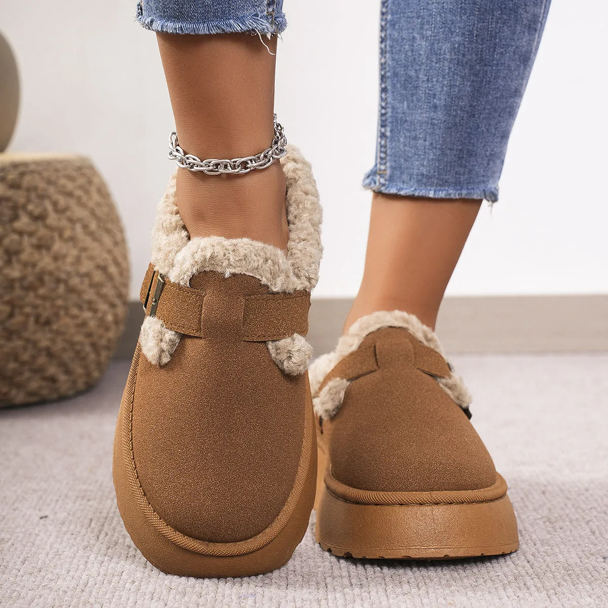 Women's Thick-soled Plush Cotton Slippers